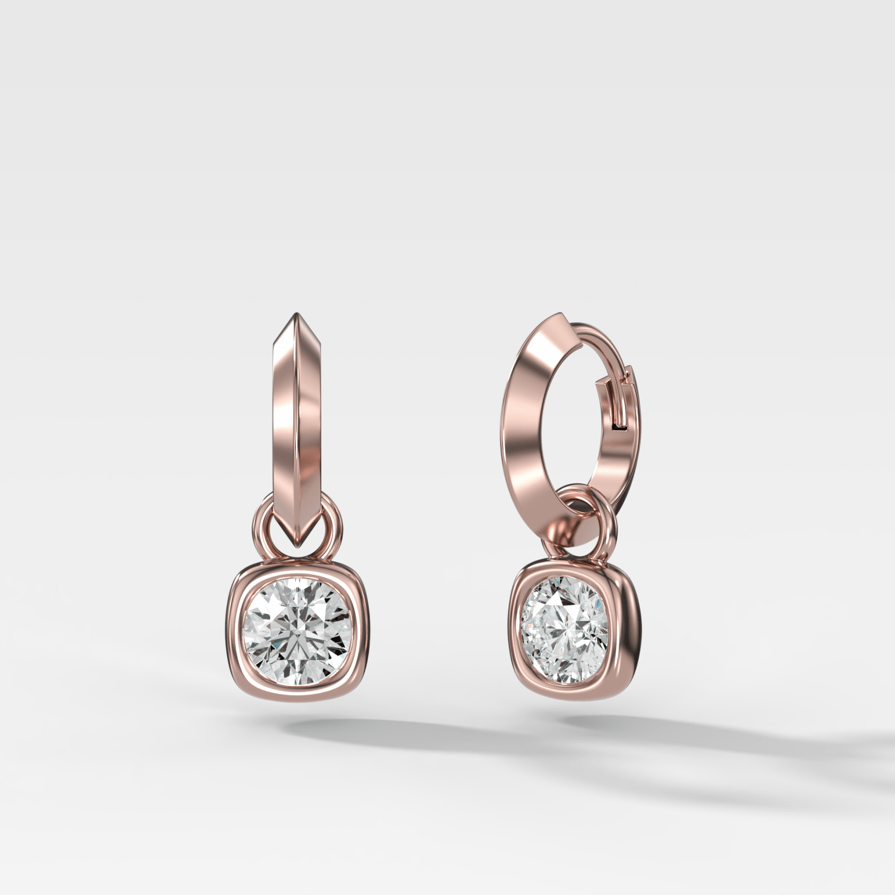 Knife Edge Drop Earrings with Round Cut Diamond