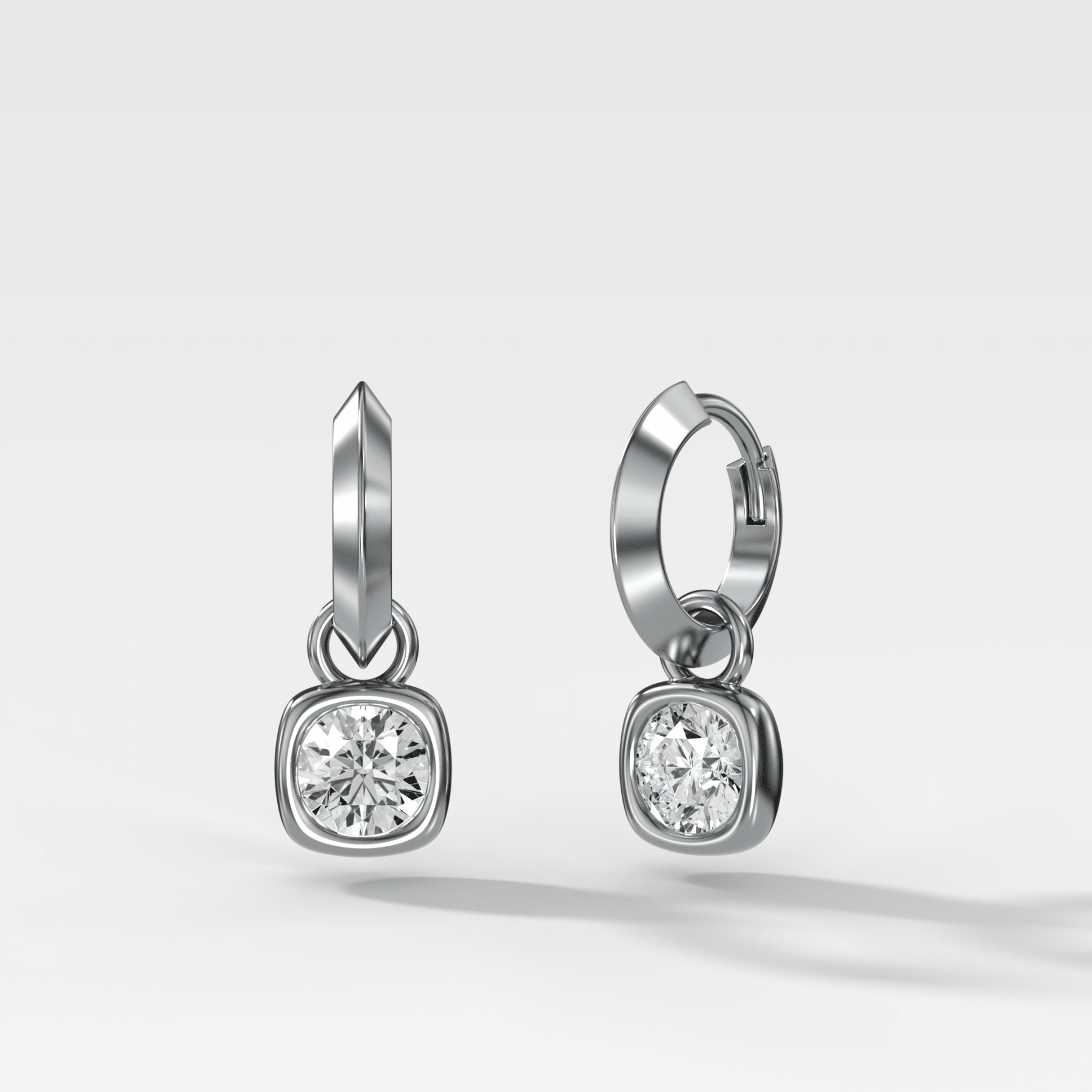 Knife Edge Drop Earrings with Round Cut Diamond