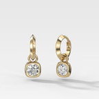 Knife Edge Drop Earrings with Round Cut Diamond