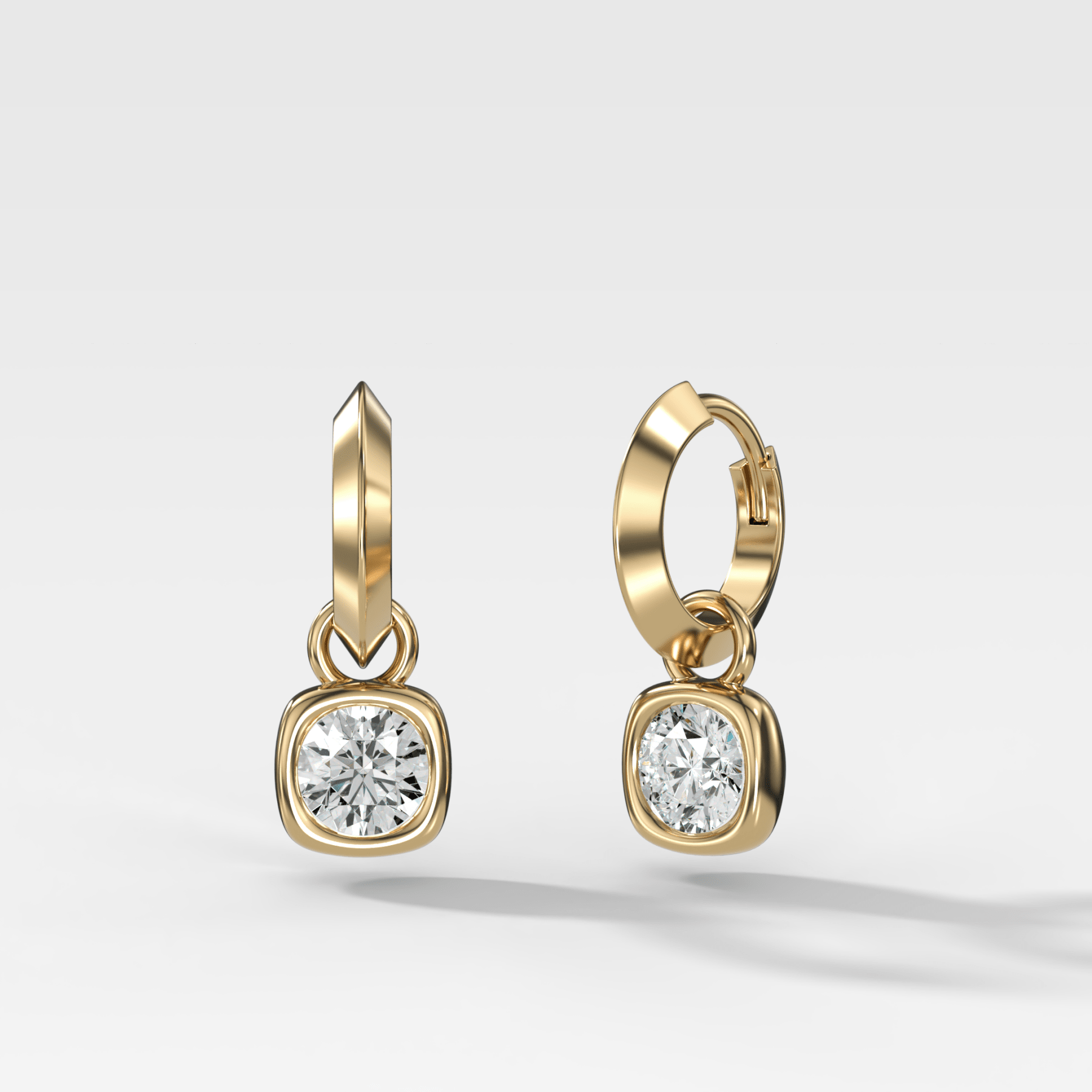 Knife Edge Drop Earrings with Round Cut Diamond