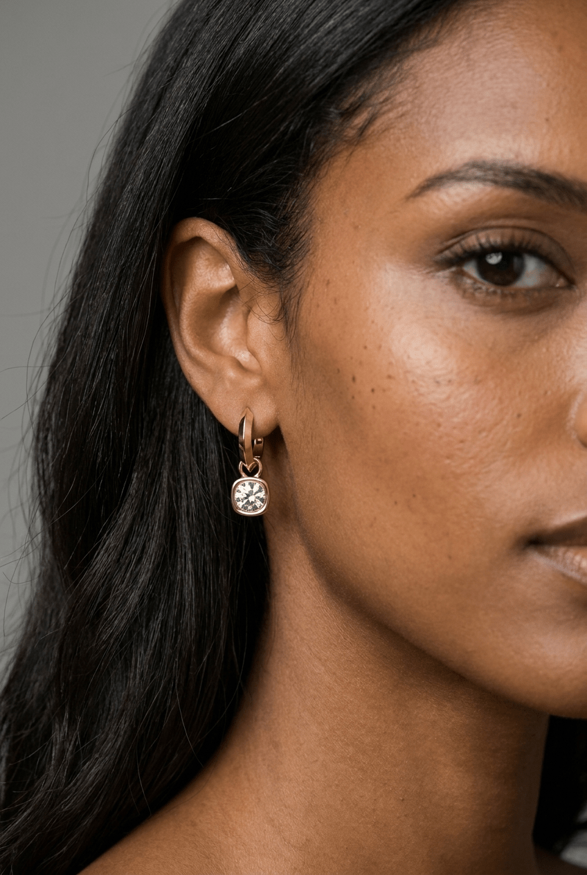 Knife Edge Drop Earrings with Round Cut Diamond