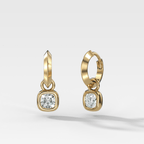 Knife Edge Drop Earrings with Square Cushion Cut Diamond