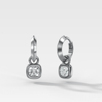 Knife Edge Drop Earrings with Square Cushion Cut Diamond