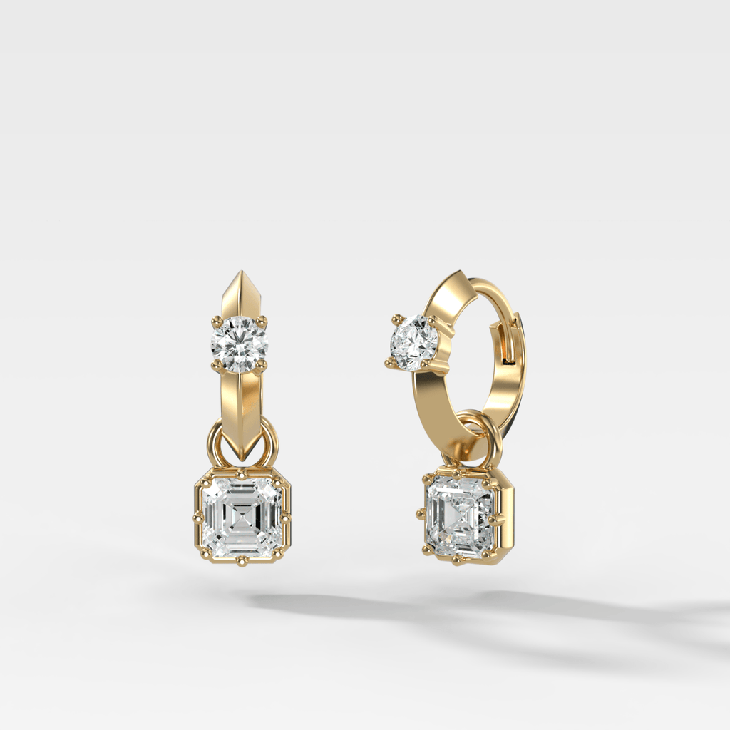 Knife Edge Huggies with Asscher Cut Diamonds