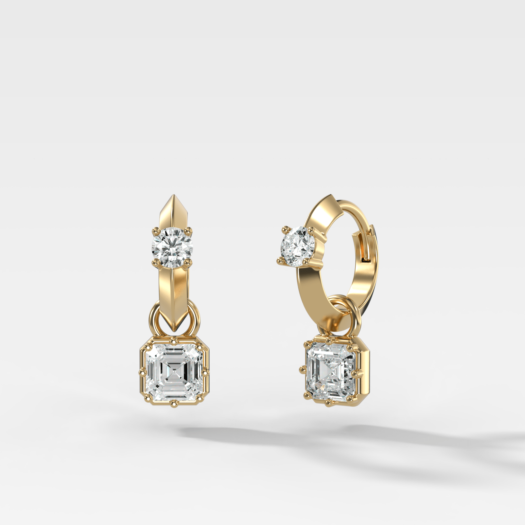 Knife Edge Huggies with Asscher Cut Diamonds