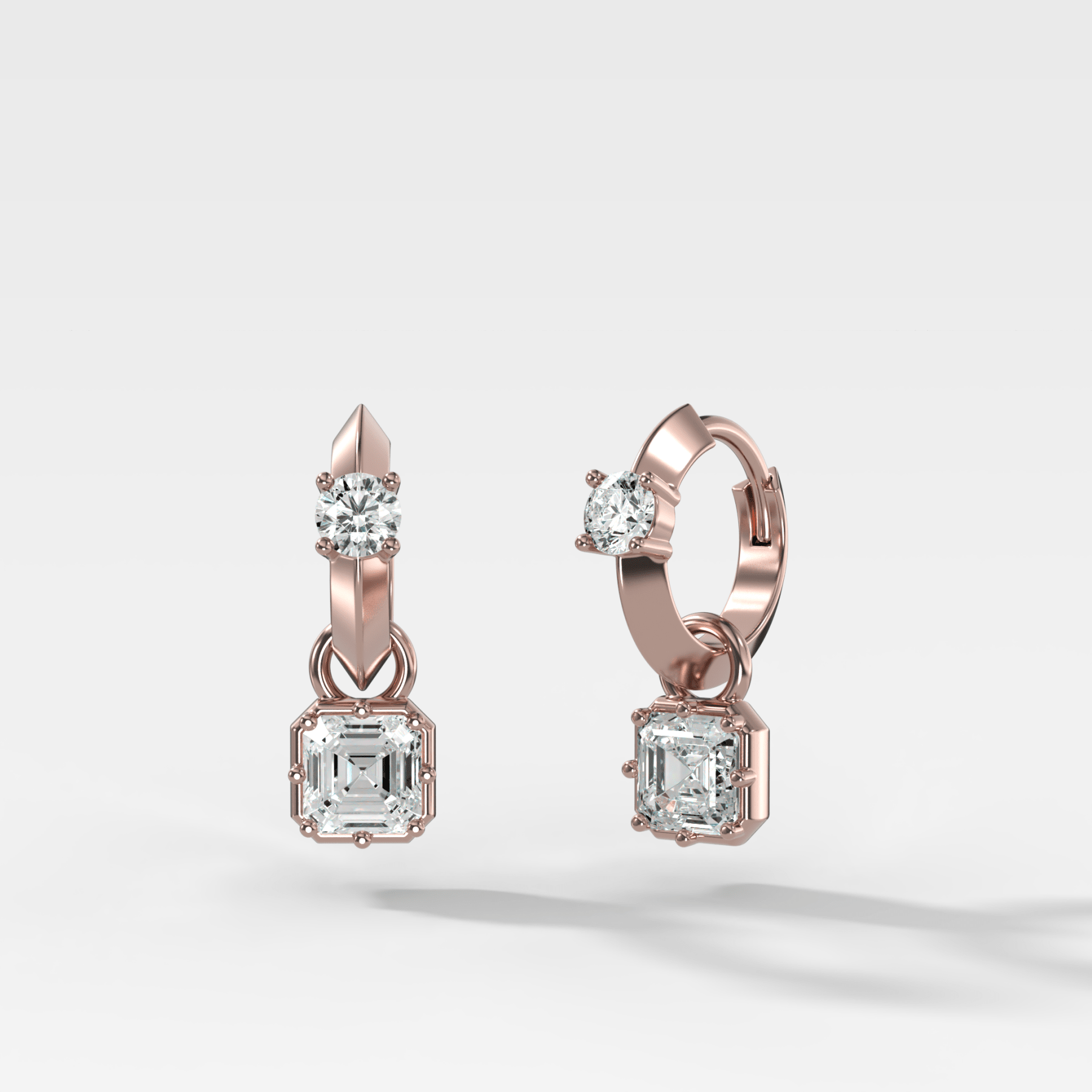 Knife Edge Huggies with Asscher Cut Diamonds