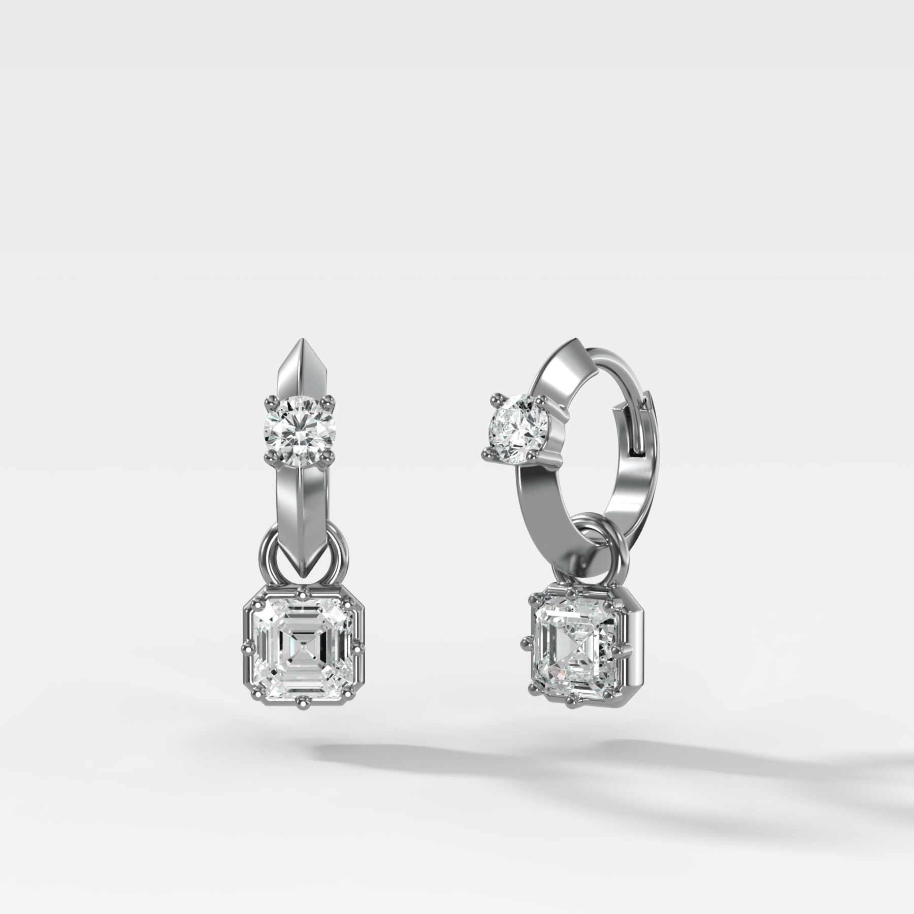 Knife Edge Huggies with Asscher Cut Diamonds