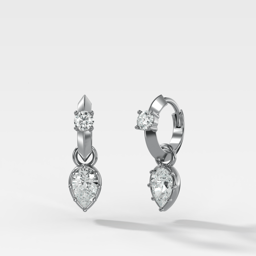 Knife Edge Huggies with Pear Cut Diamonds