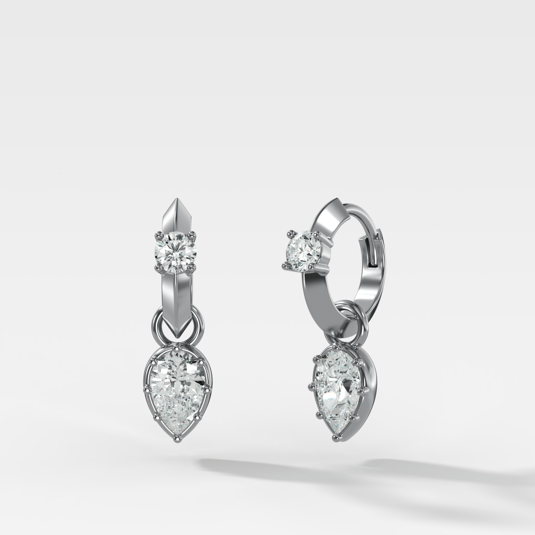 Knife Edge Huggies with Pear Cut Diamonds