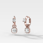Knife Edge Huggies with Square Radiant Cut Diamonds