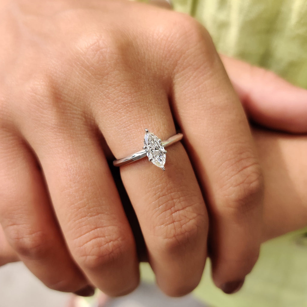 Marquise Solitaire Engagement Ring With Knife Edge Shank