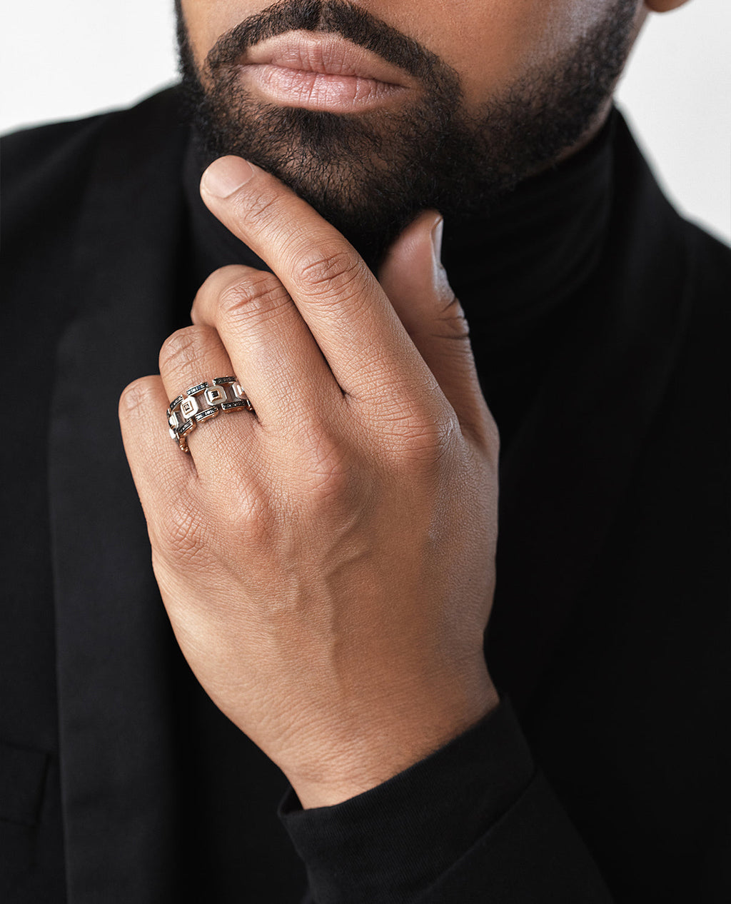 LA PAZ Two-Tone Gold Ring with 1.20ct Black Diamonds