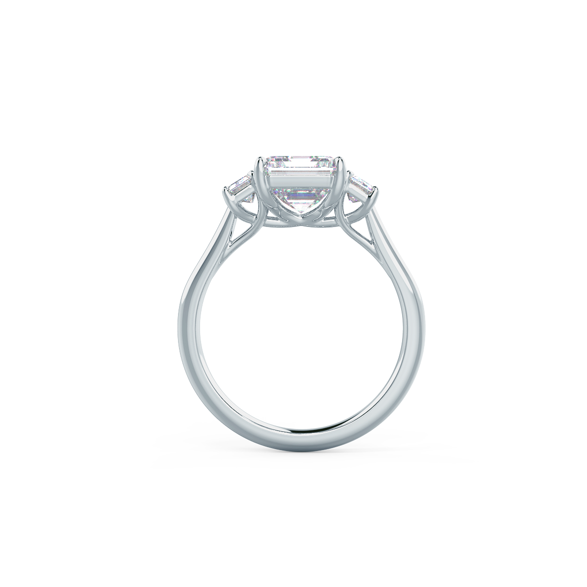 1.0 CT Asscher & Emerald Three Stone Moissanite Engagement Ring