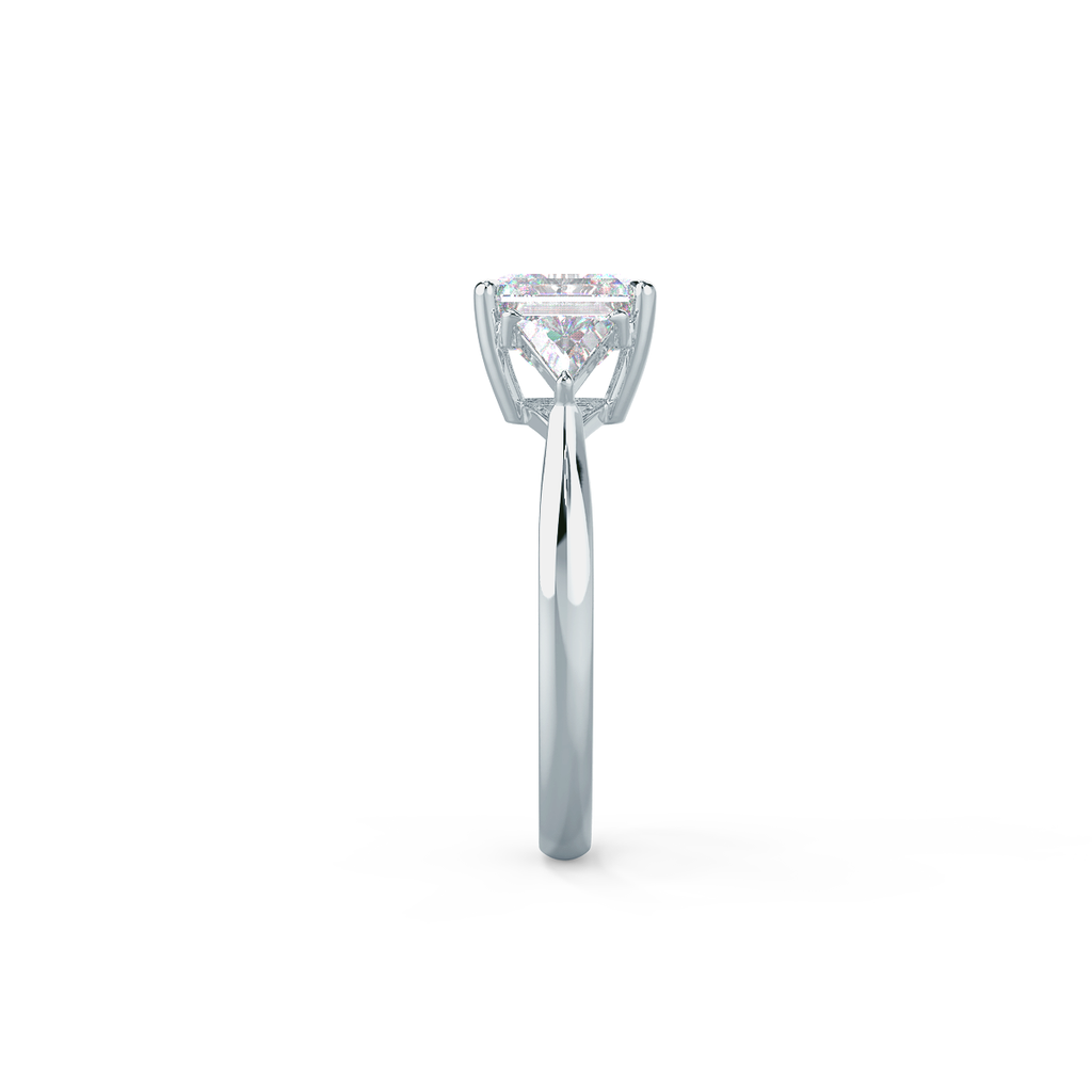 2.0 CT Asscher Cut Moissanite Three Stones Engagement Ring