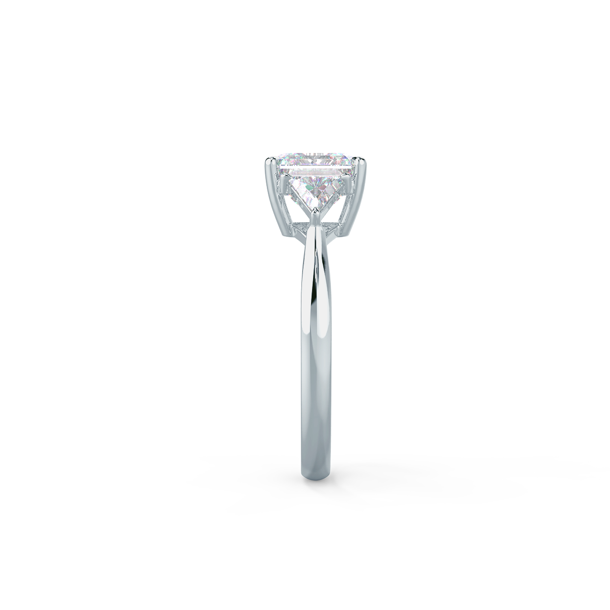 2.0 CT Asscher Cut Moissanite Three Stones Engagement Ring
