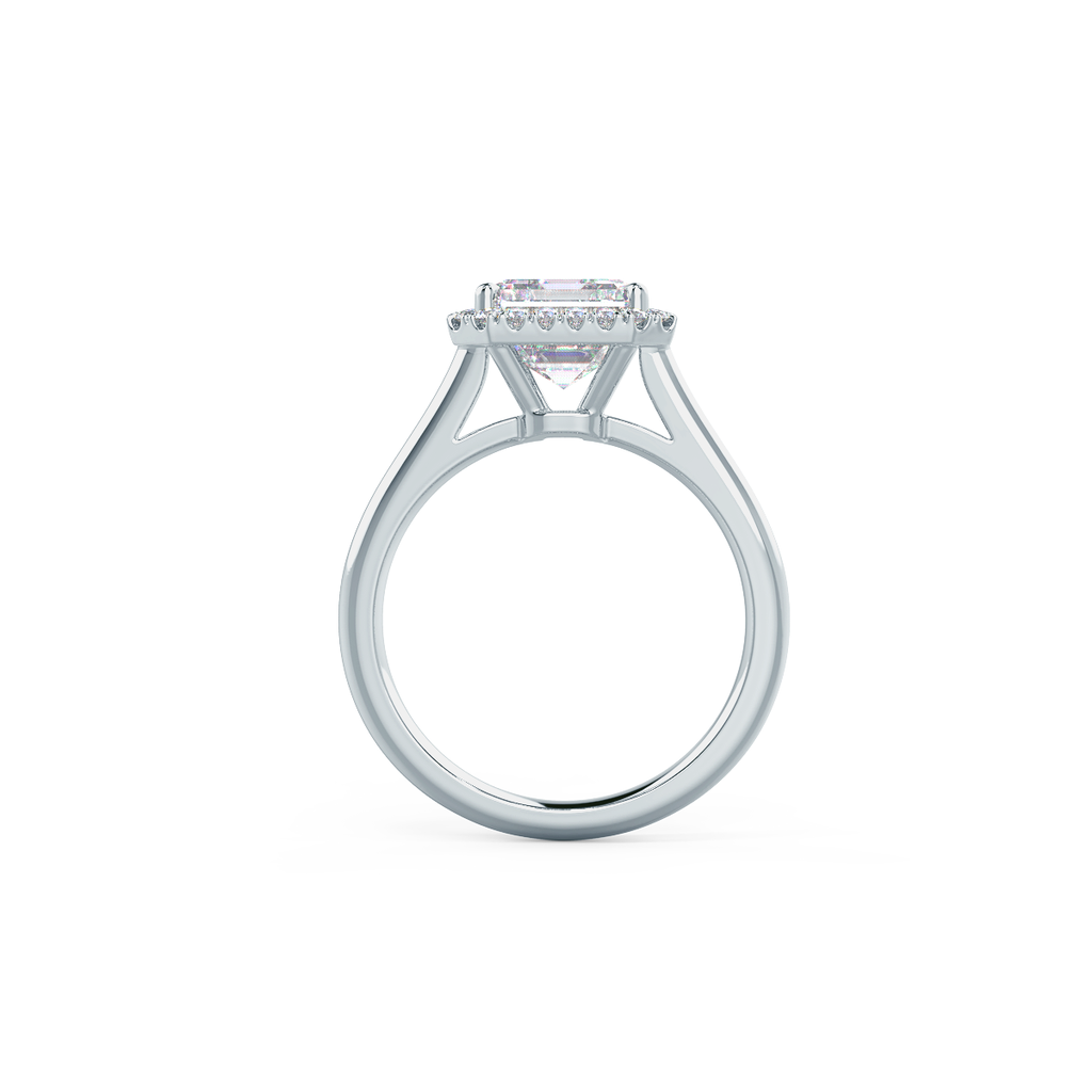 1.50 CT Asscher Cut Moissanite Halo Style Engagement Ring