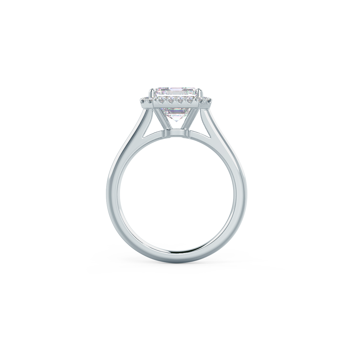 1.50 CT Asscher Cut Moissanite Halo Style Engagement Ring