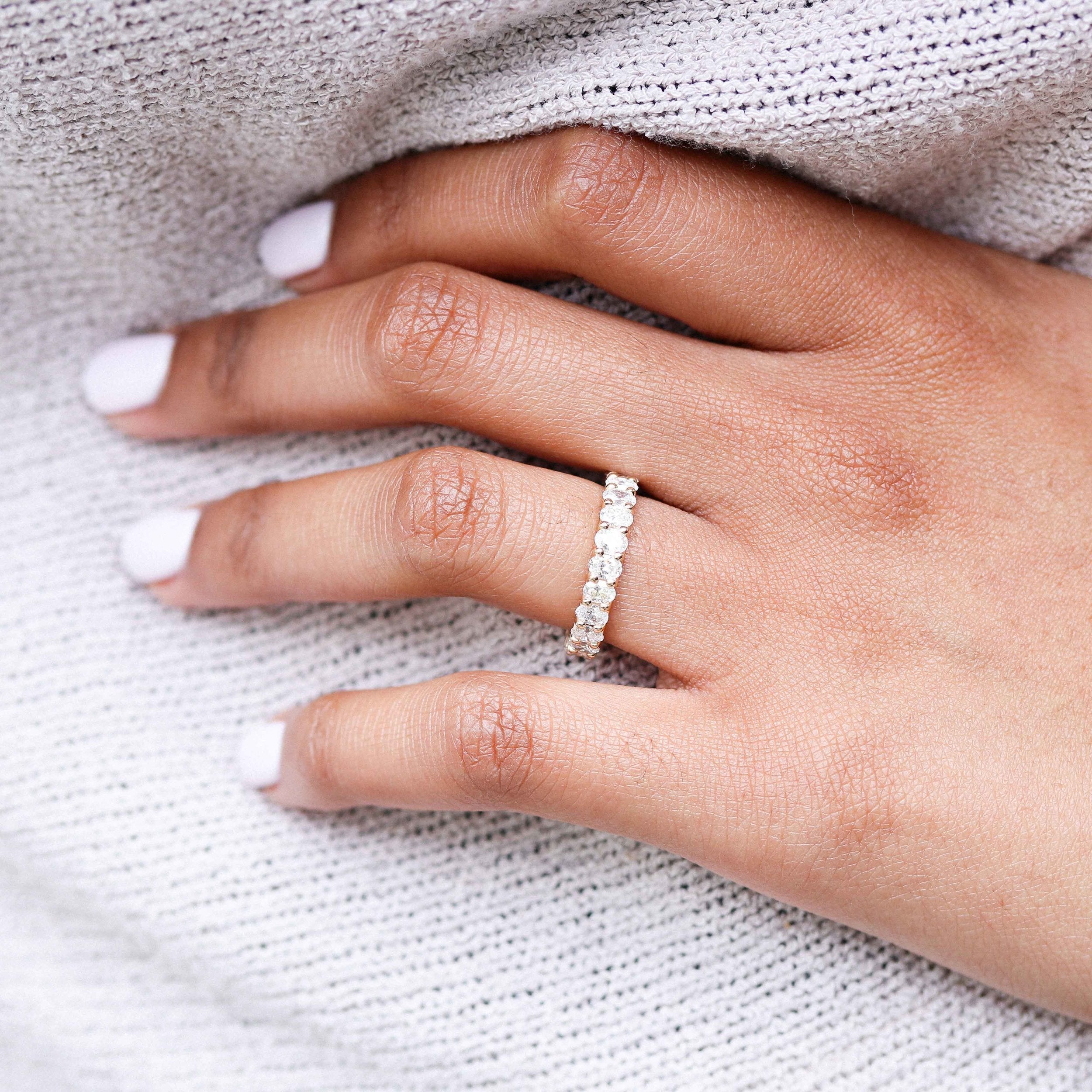 3.0 CT Oval Cut Moissanite Full Eternity Wedding Band