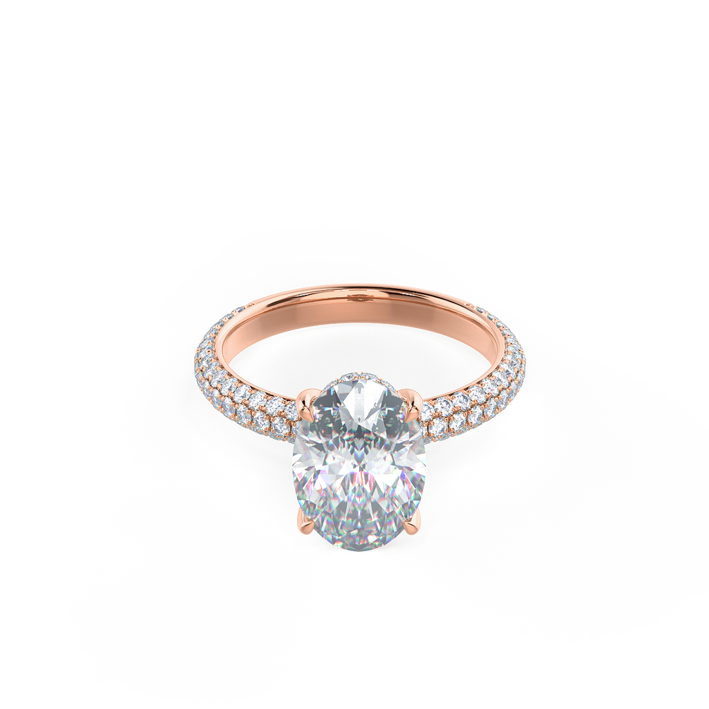 1.50 CT Oval Cut Moissanite Three Side Pave Setting Engagement Ring