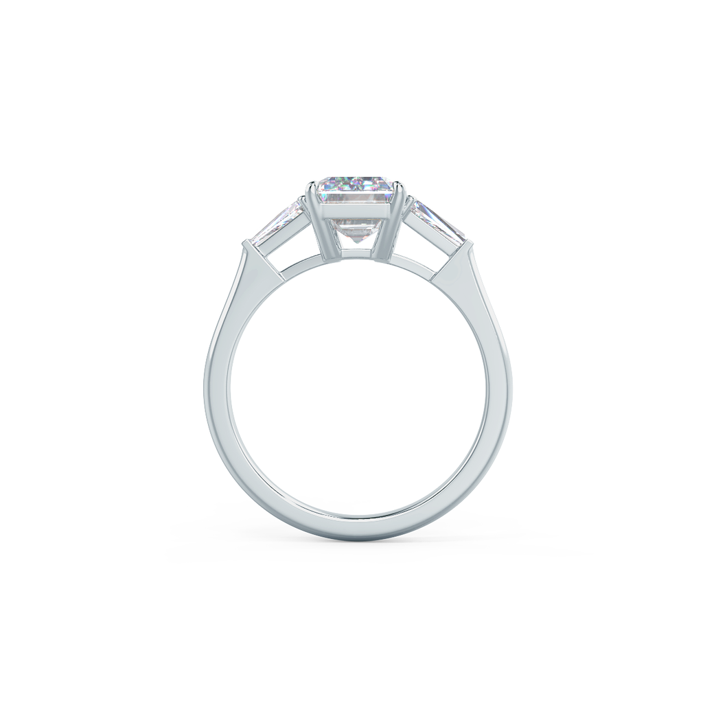 3.0 CT Emerald Cut Moissanite Three Stones Engagement Ring