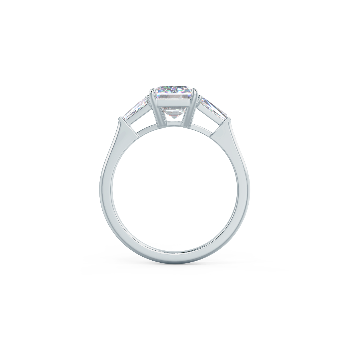 3.0 CT Emerald Cut Moissanite Three Stones Engagement Ring