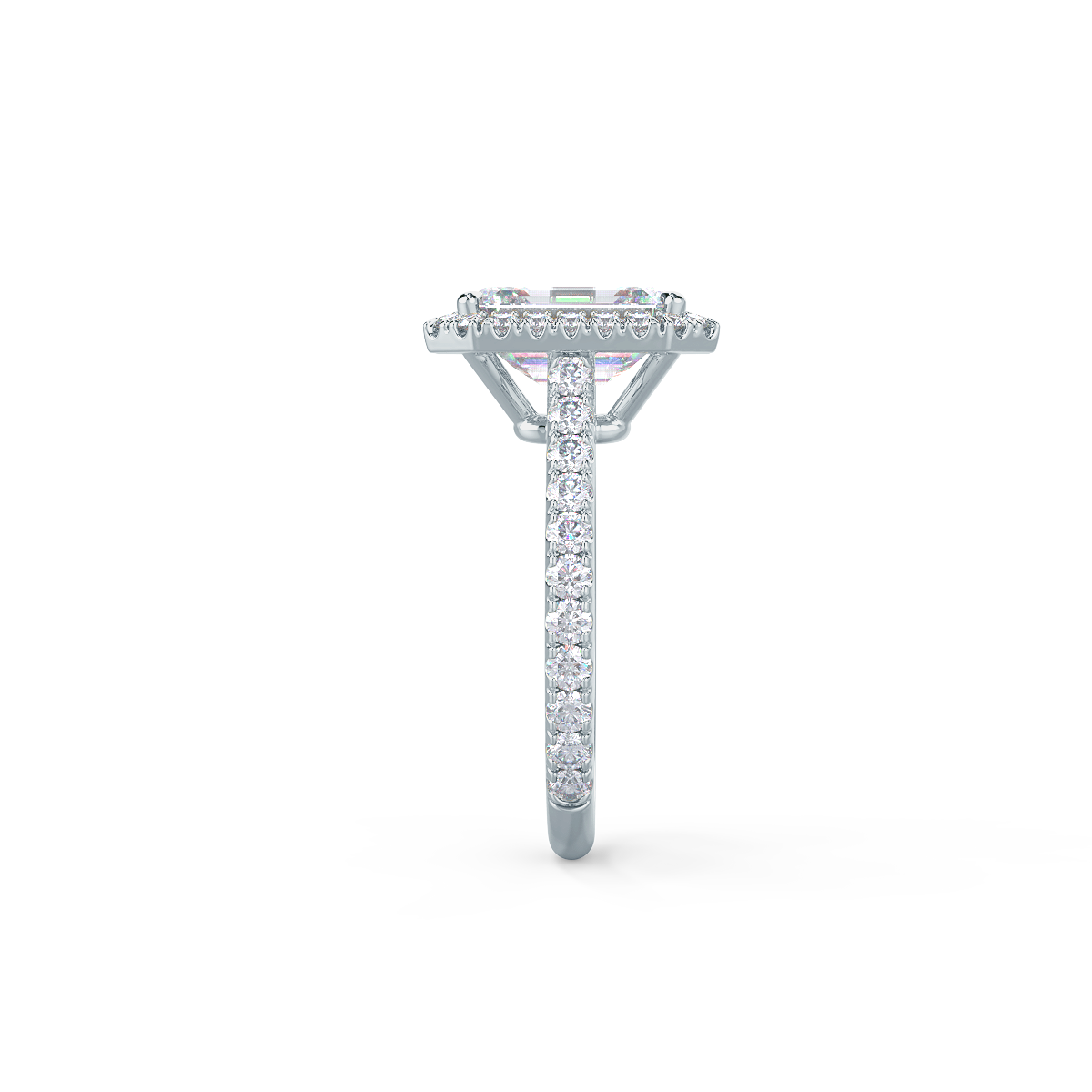1.0 - 3.0 CT Emerald Cut Moissanite Halo Engagement Ring
