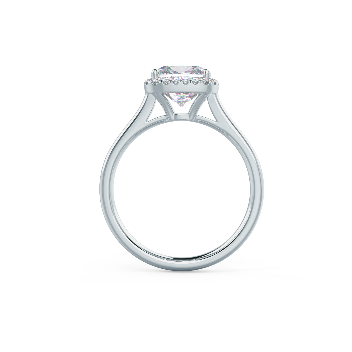 2.0 CT Cushion Cut Moissanite Halo Engagement Ring