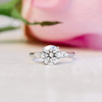 2.0 CT Round Cut Moissanite Three Stones Engagement Ring