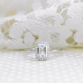 1.0 CT Emerald Cut Moissanite Halo Style Engagement Ring