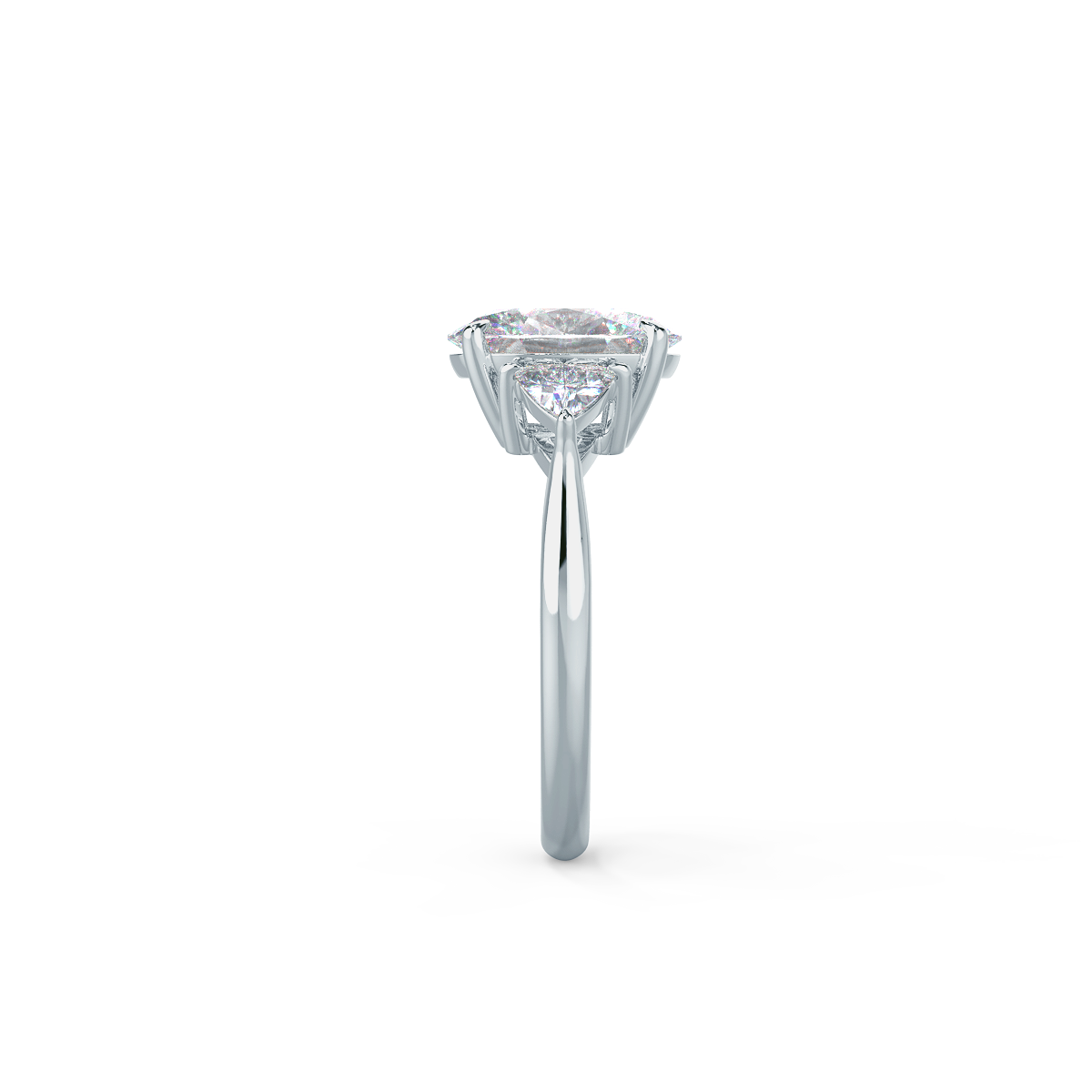 2.25CT Oval Moissanite three Stones Engagement Ring