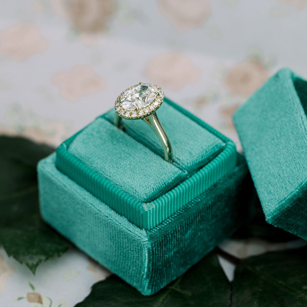 2.0 CT Oval Cut Moissanite Halo Engagement Ring