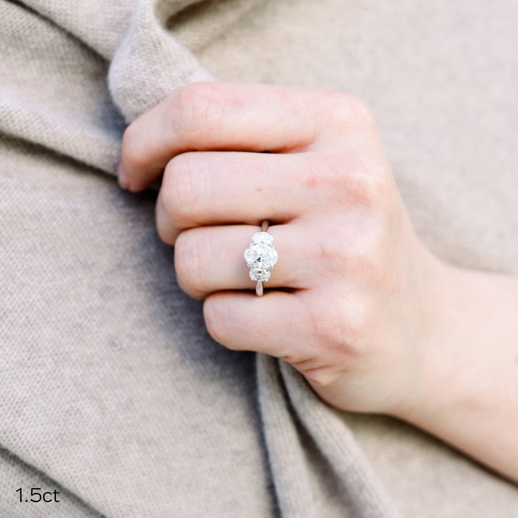 1.50 CT Oval Cut Moissanite Three Stones Engagement Ring