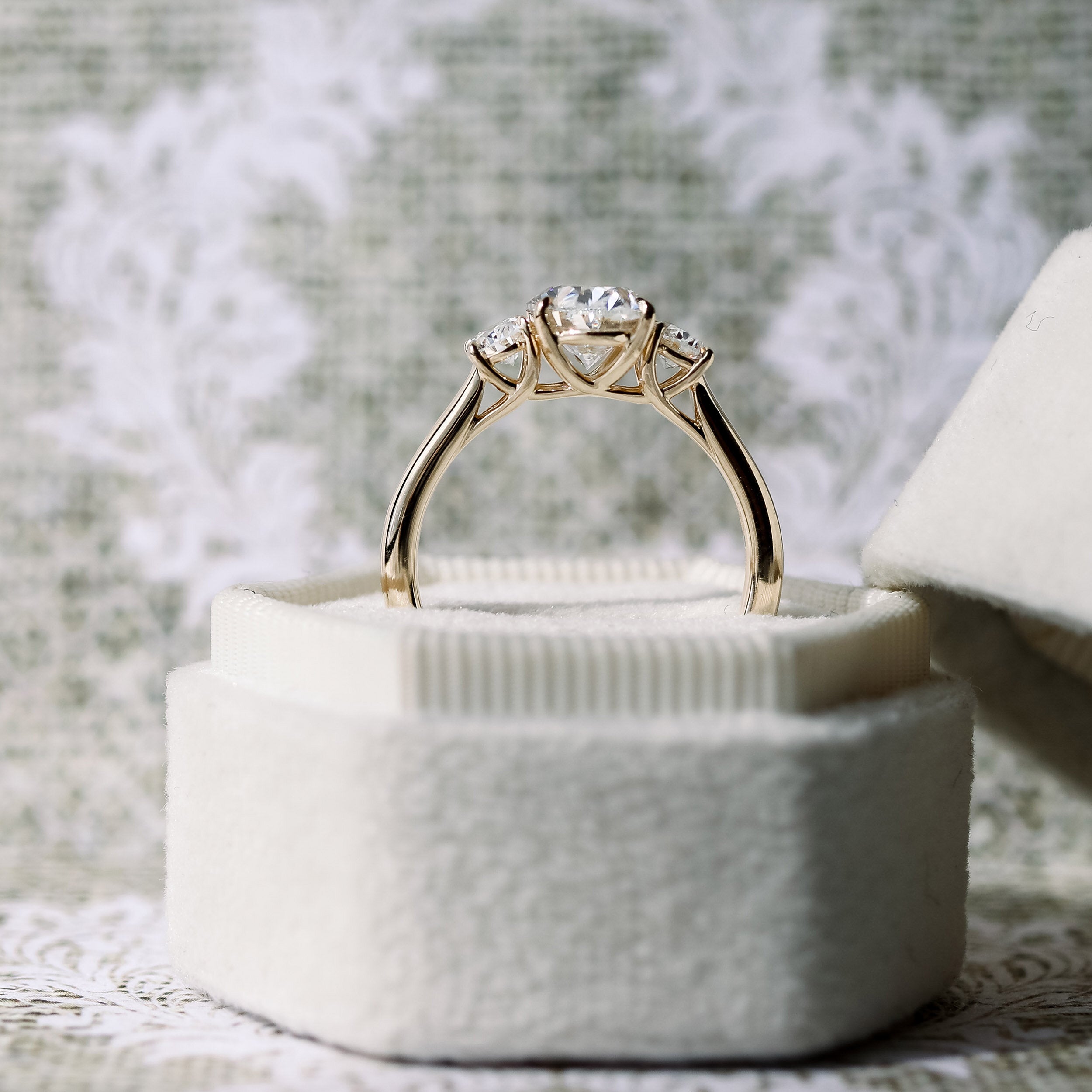 1.50 CT Oval Cut Moissanite Three Stones Engagement Ring