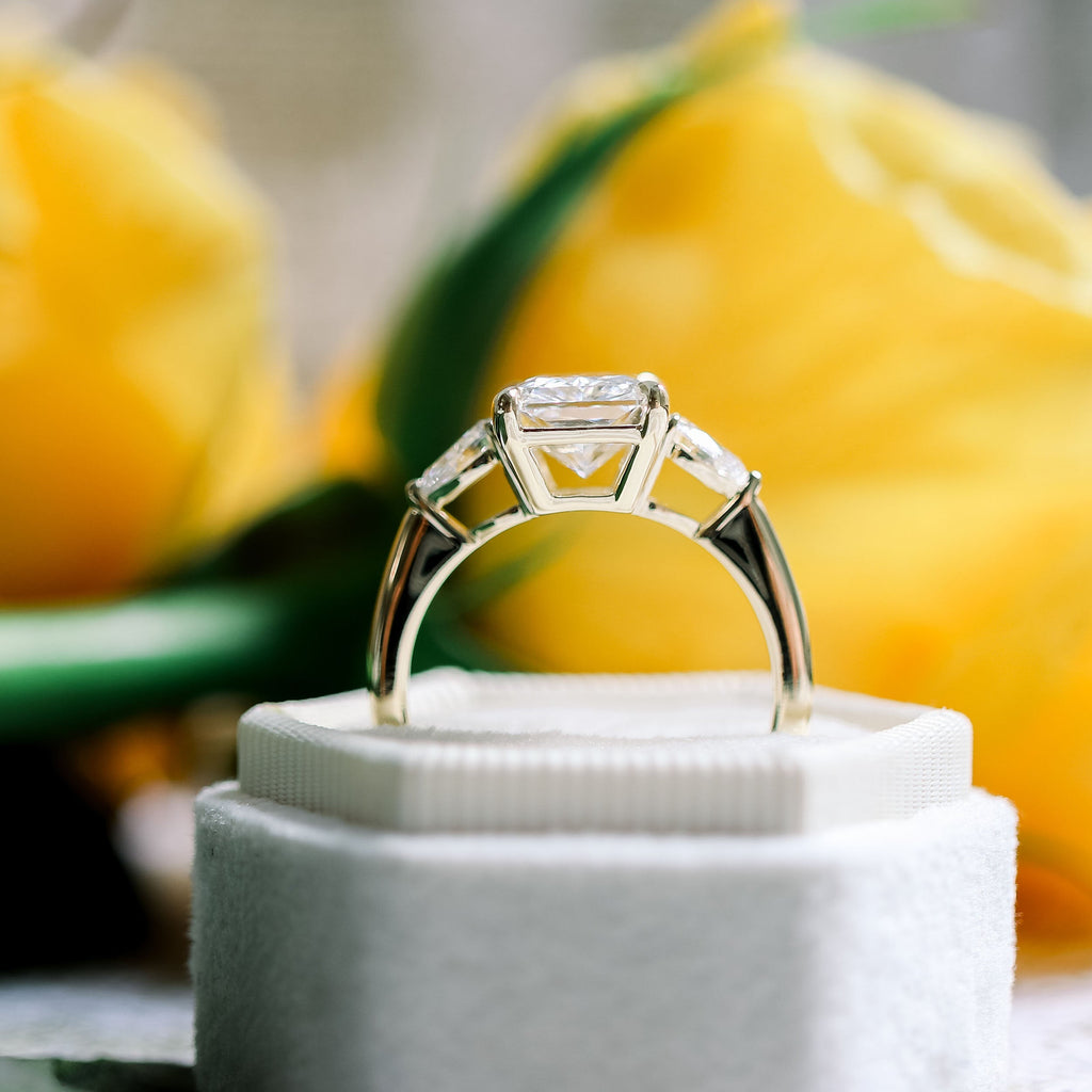 2.0 CT Radiant Cut Moissanite Three Stone Engagement Ring