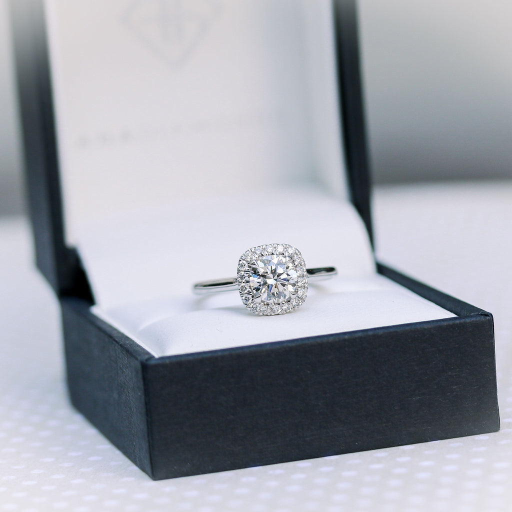 1.75 CT Round Brilliant Cut Moissanite Halo Engagement Ring