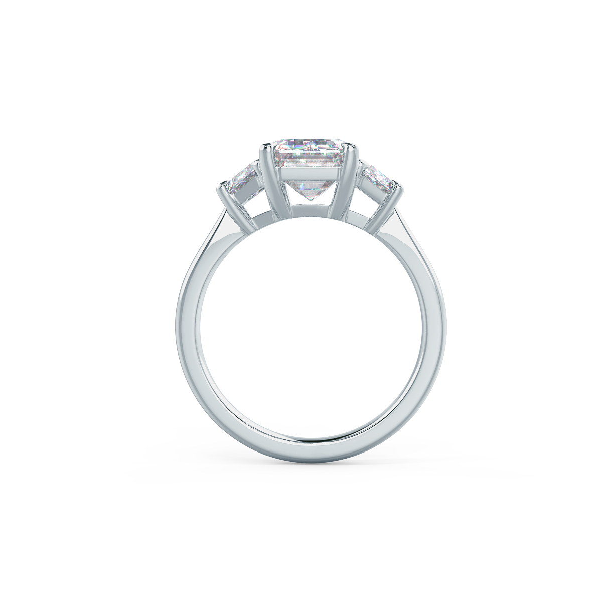 2.75 CT Emerald Moissanite Three Stones Engagement Ring