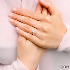 2.0 CT Pear Cut Moissanite Three Stone Engagement Ring
