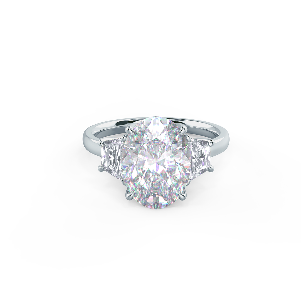 3.50 CT Oval Cut Moissanite Three Stones Engagement Ring