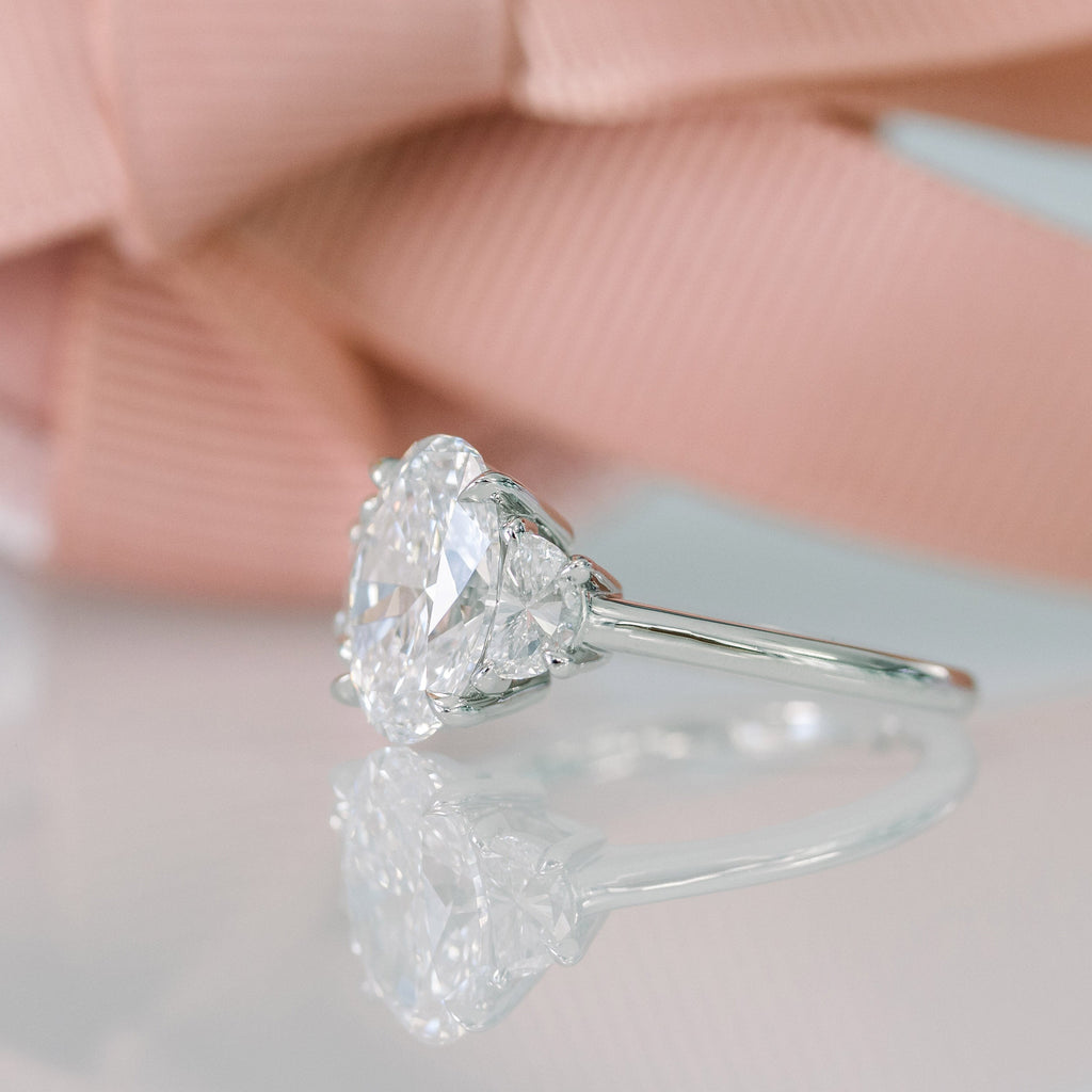2.25 CT Oval Cut Moissanite Three Stones Engagement Ring