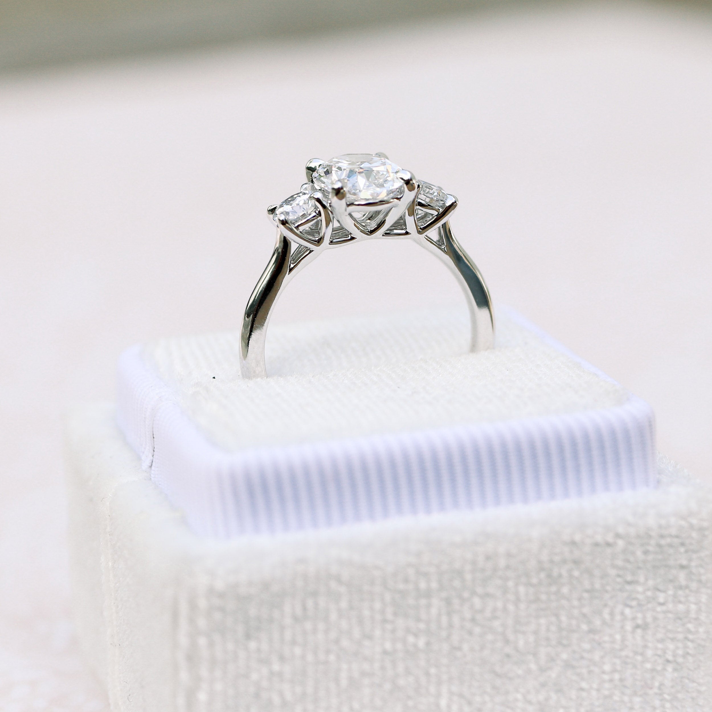 1.50 CT Oval Cut Moissanite Three Stone Engagement Ring