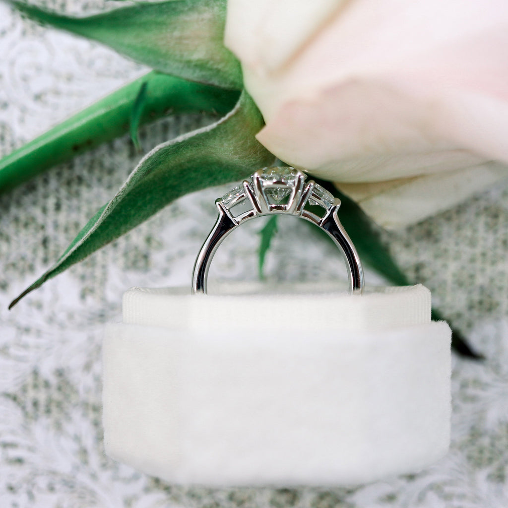 2.25CT Oval Moissanite three Stones Engagement Ring