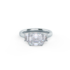 2.0 CT Asscher Cut Moissanite Three Stones Engagement Ring