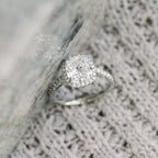 2.0 CT Cushion Cut Moissanite Halo Setting Engagement Ring