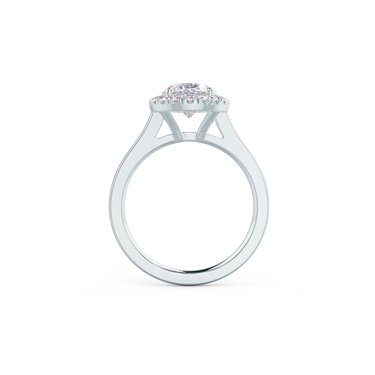 2.0 CT Oval Cut Moissanite Halo Engagement Ring
