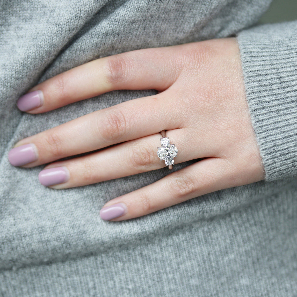 1.50 CT Oval Cut Moissanite Three Stone Engagement Ring