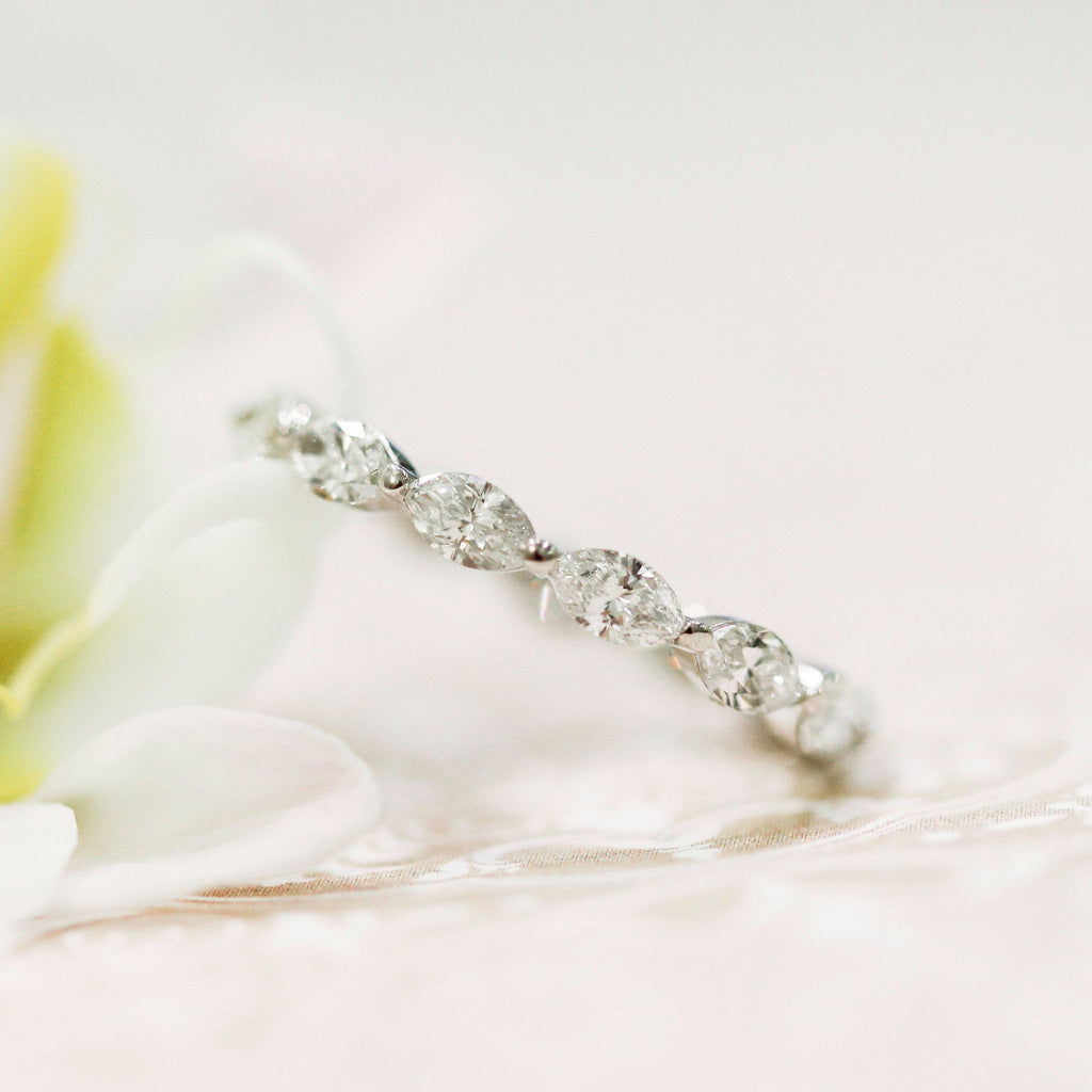Marquise Cut Moissanite Full Eternity Wedding Band