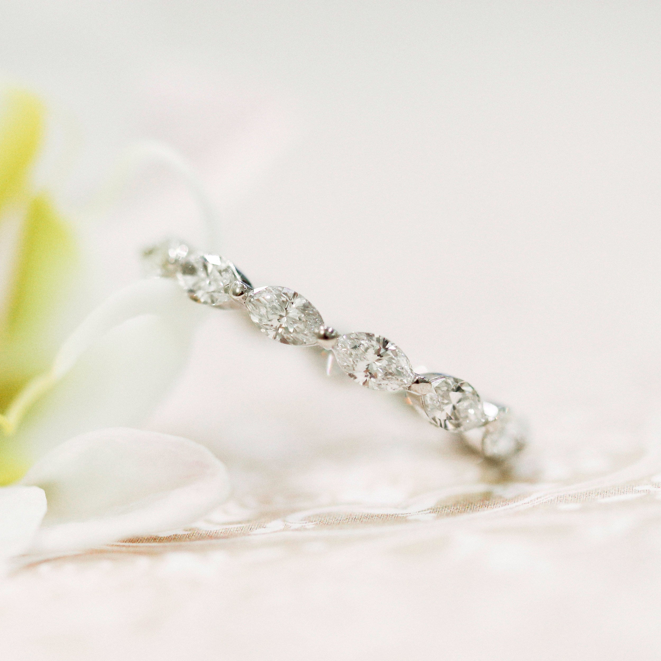 Marquise Cut Moissanite Full Eternity Wedding Band