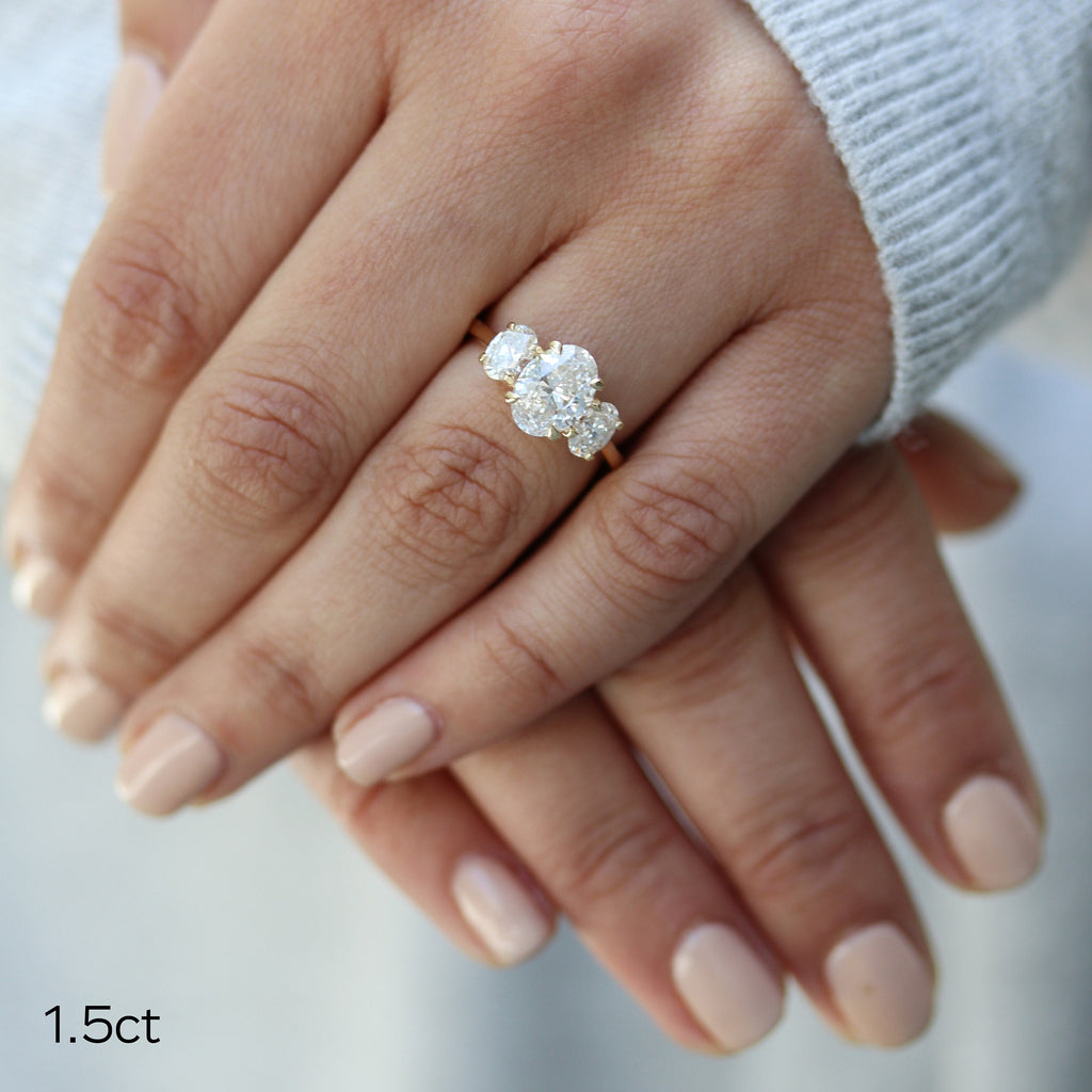 1.50 CT Oval Cut Moissanite Three Stones Engagement Ring