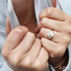 2.25CT Oval Moissanite three Stones Engagement Ring
