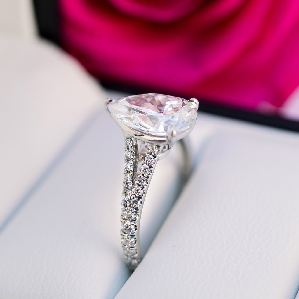 2.50 CT Pear Moissanite Halo Style Engagement Ring